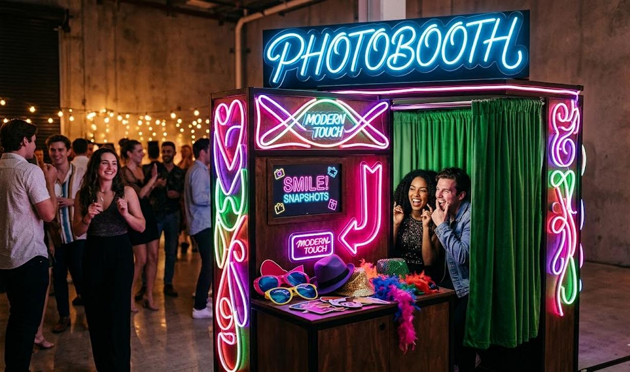 Photobooth décoré avec des néons